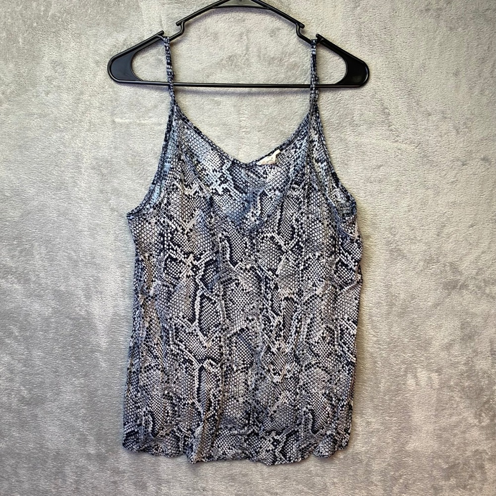 Entro Tank‎ Top Womens Size L Snakeskin Print Grey Sleeveless Cami EUC